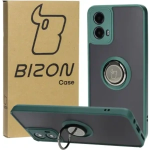 Kup Etui z uchwytem na palec Bizon Case Hybrid Ring do Motorola Moto G34 5G kouřové s tmavě zeleným rámem - BIZ4905 - {ean13} - Sklep Home Screen