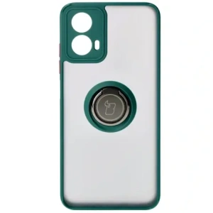 Kup Etui z uchwytem na palec Bizon Case Hybrid Ring do Motorola Moto G34 5G kouřové s tmavě zeleným rámem - BIZ4905 - {ean13} - Sklep Home Screen