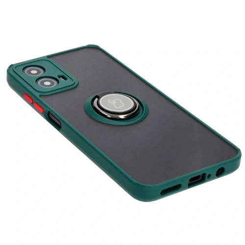 Kup Etui z uchwytem na palec Bizon Case Hybrid Ring do Motorola Moto G34 5G kouřové s tmavě zeleným rámem - BIZ4905 - {ean13} - Sklep Home Screen