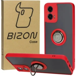 Kup Etui s úchopem na prst Bizon Case Hybrid Ring pro Motorola Moto G34 5G kouřové s červeným rámečkem - BIZ4906 - {ean13} - Sklep Home Screen