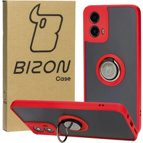 Buy Bizon Case Hybrid Ring Motorola Moto G34 5G smoky with a red frame - BIZ4906 - {ean13} - Home Screen Store Europe