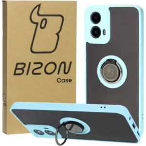 Kup Etui z uchwytem na palec Bizon Case Hybrid Ring do Motorola Moto G34 5G kouřové s jasně modrým rámem - BIZ4907 - {ean13} - Sklep Home Screen