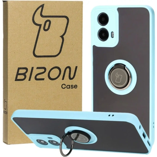 Kup Etui z uchwytem na palec Bizon Case Hybrid Ring do Motorola Moto G34 5G kouřové s jasně modrým rámem - BIZ4907 - {ean13} - Sklep Home Screen