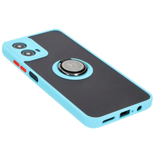 Kup Etui z uchwytem na palec Bizon Case Hybrid Ring do Motorola Moto G34 5G kouřové s jasně modrým rámem - BIZ4907 - {ean13} - Sklep Home Screen