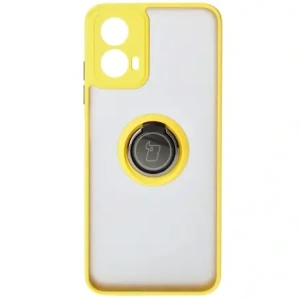 Kup Etui s úchopem na prst Bizon Case Hybrid Ring pro Motorola Moto G34 5G kouřové s žlutým rámečkem - BIZ4908 - {ean13} - Sklep Home Screen