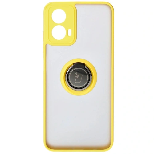 Kup Etui z uchwytem na palec Bizon Case Hybrid Ring do Motorola Moto G34 5G przydymione z żółtą ramką - BIZ4908 - {ean13} - Sklep Home Screen