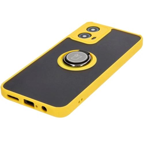 Kup Etui z uchwytem na palec Bizon Case Hybrid Ring do Motorola Moto G34 5G przydymione z żółtą ramką - BIZ4908 - {ean13} - Sklep Home Screen