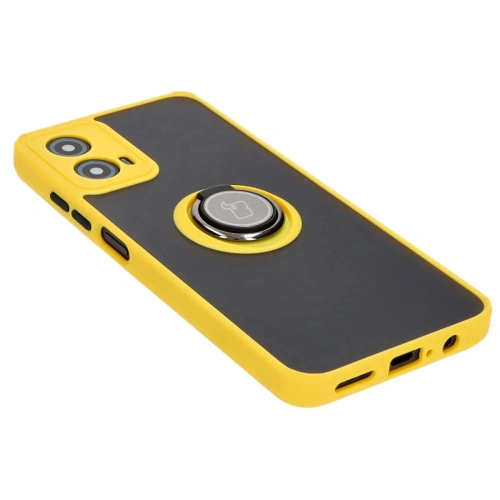 Kup Etui z uchwytem na palec Bizon Case Hybrid Ring do Motorola Moto G34 5G przydymione z żółtą ramką - BIZ4908 - {ean13} - Sklep Home Screen