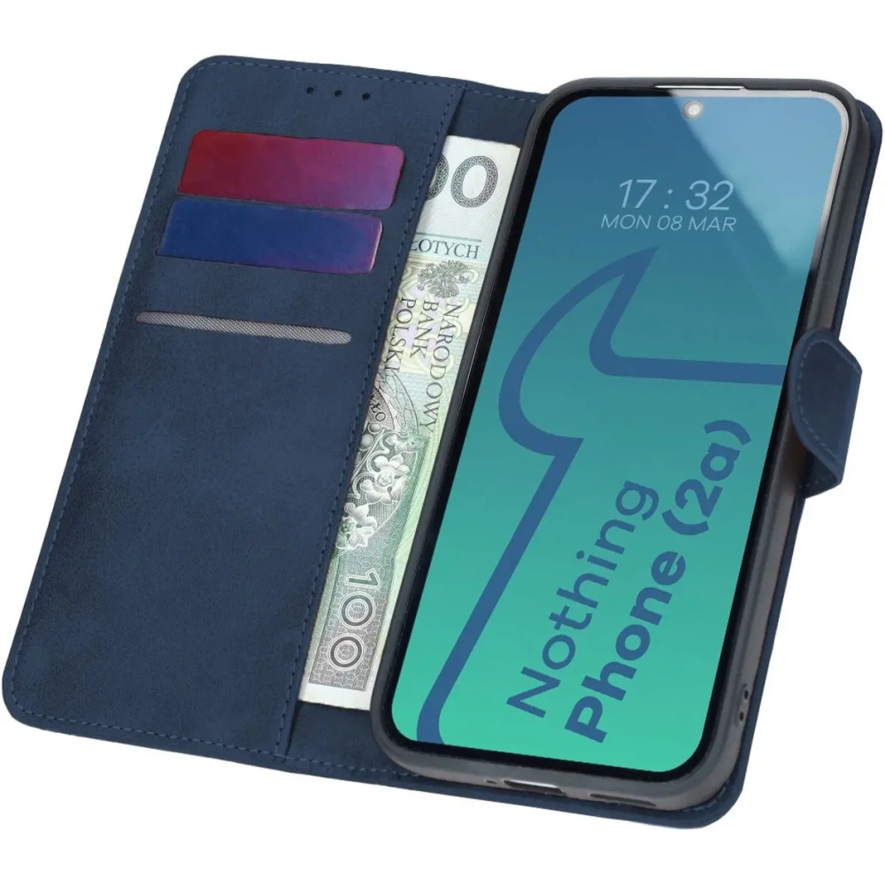 Etui z klapką Bizon Case Pocket do Nothing Phone (2a) / (2a) Plus granatowe