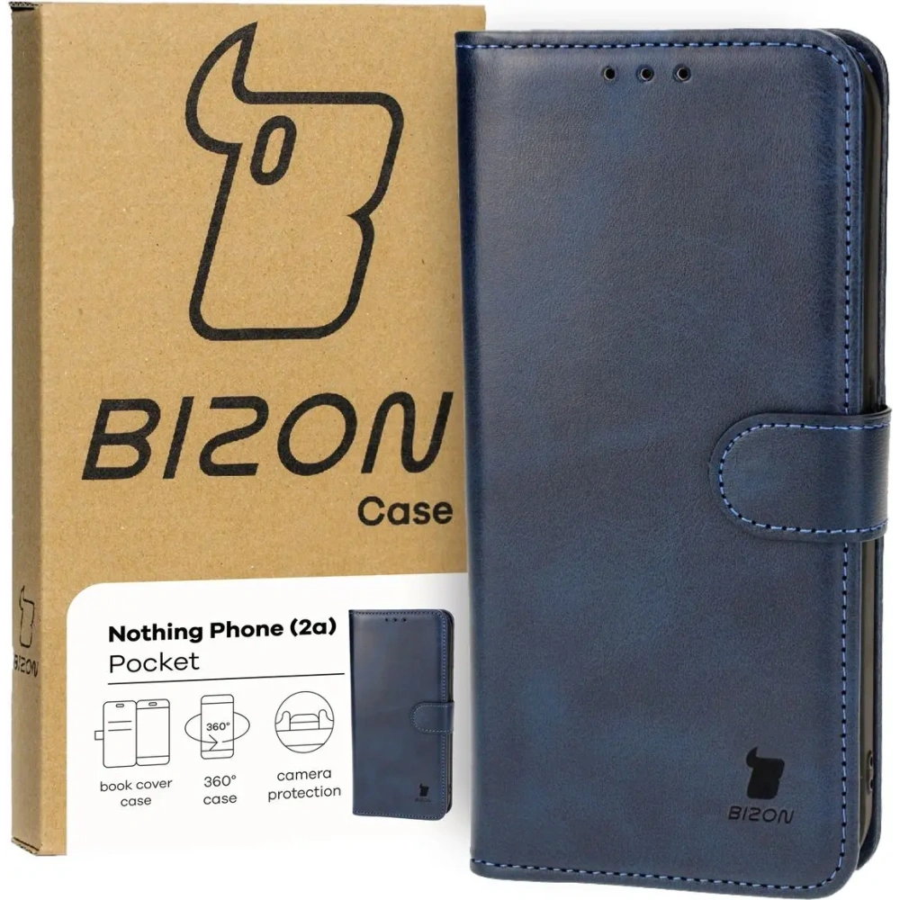 Etui z klapką Bizon Case Pocket do Nothing Phone (2a) / (2a) Plus granatowe