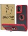 Bizon Case Hybrid Ring Motorola Moto G04 / G24 / G24 Power fumuriu cu o ramă roșie