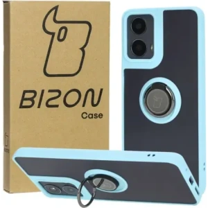 Kup Etui z uchwytem na palec Bizon Case Hybrid Ring do Motorola Moto G04 / G24 / G24 Power przydymione z jasnoniebieską ramką - BIZ5490 - {ean13} - Sklep Home Screen
