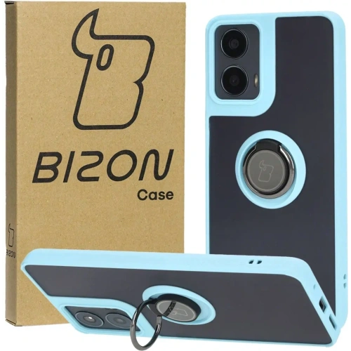 Kup Bizon Case Hybrid Ring Motorola Moto G04 / G24 / G24 Power fumuriu cu un cadru albastru deschis - BIZ5490 - {ean13} - Sklep Home Screen