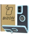 Etui z uchwytem na palec Bizon Case Hybrid Ring do Motorola Moto G04 / G24 / G24 Power przydymione z jasnoniebieską ramką