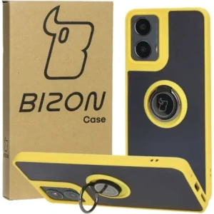 Kup Etui z uchwytem na palec Bizon Case Hybrid Ring do Motorola Moto G04 / G24 / G24 Power przydymione z żółtą ramką - BIZ5492 - {ean13} - Sklep Home Screen