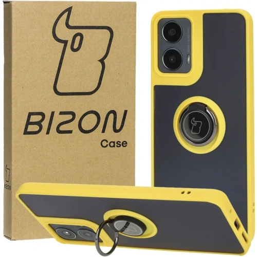 Buy Bizon Case Hybrid Ring Motorola Moto G04 / G24 / G24 Power smoky with a yellow frame - BIZ5492 - {ean13} - Home Screen Store Europe