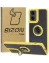 Bizon Case Hybrid Ring Motorola Moto G04 / G24 / G24 Power füstös színű, sárga kerettel