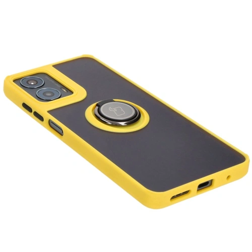 Buy Bizon Case Hybrid Ring Motorola Moto G04 / G24 / G24 Power smoky with a yellow frame - BIZ5492 - {ean13} - Home Screen Store Europe