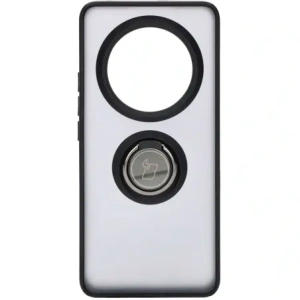 Etui s úchopem na prst Bizon Case Hybrid Ring pro Realme 12 Pro / 12 Pro+ kouřové s černým rámem