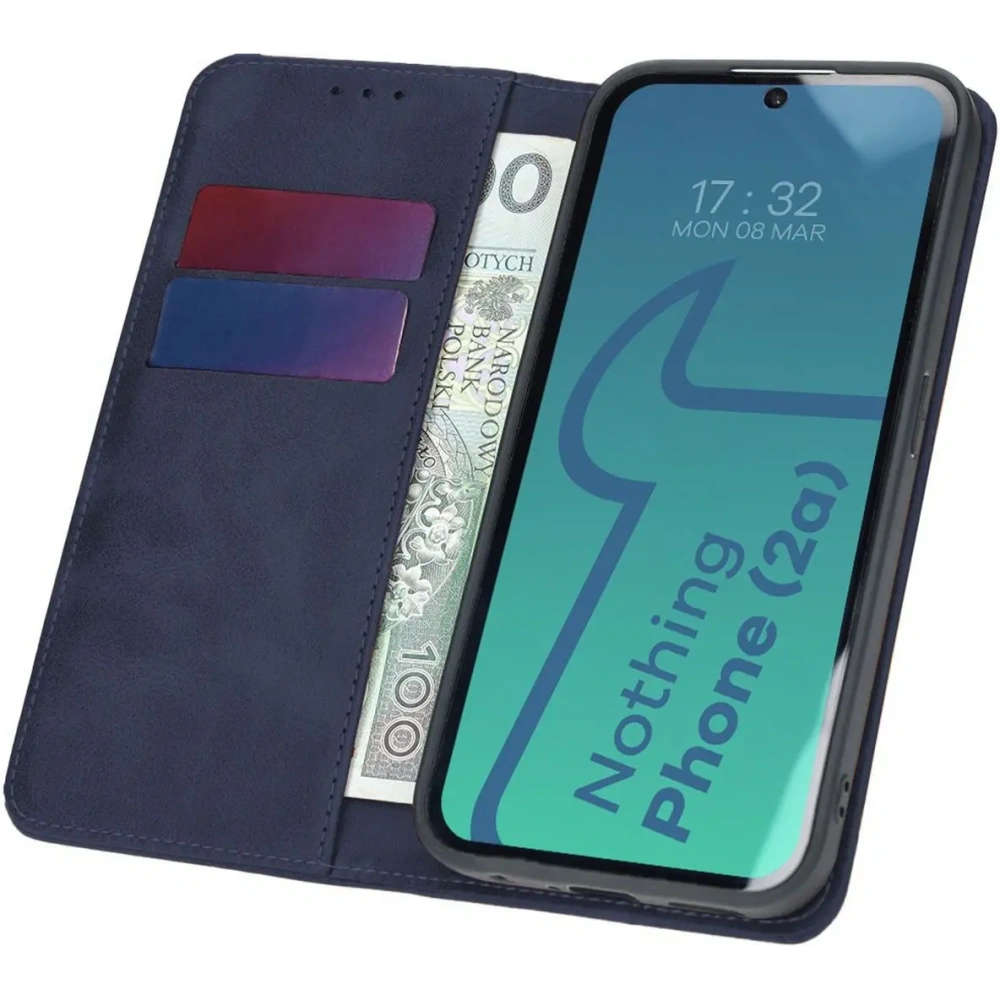 Etui z klapką Bizon Case Pocket Pro do Nothing Phone (2a) / (2a) Plus granatowe