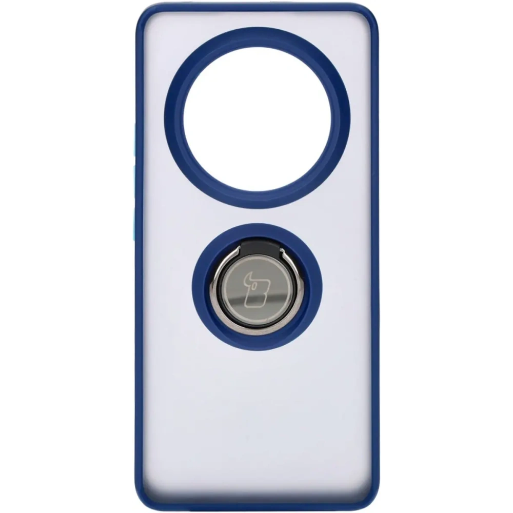 Etui z uchwytem na palec Bizon Case Hybrid Ring do Realme 12 Pro / 12 Pro+ przydymione z granatową ramką