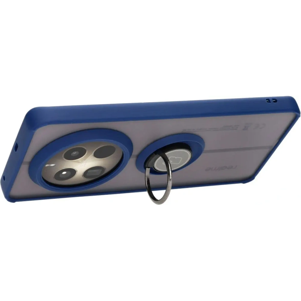 Etui z uchwytem na palec Bizon Case Hybrid Ring do Realme 12 Pro / 12 Pro+ przydymione z granatową ramką
