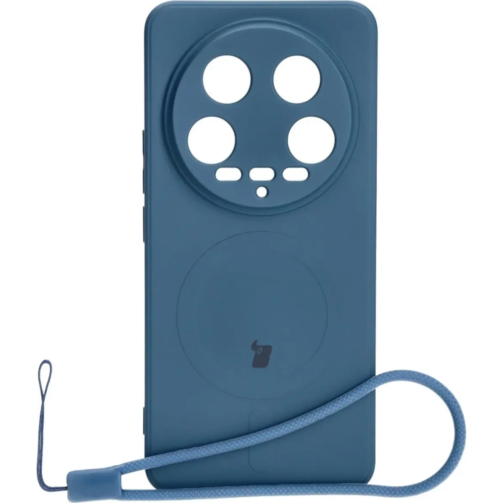 Etui Bizon Case Silicone Magnetic Sq do Xiaomi 14 Ultra granatowe