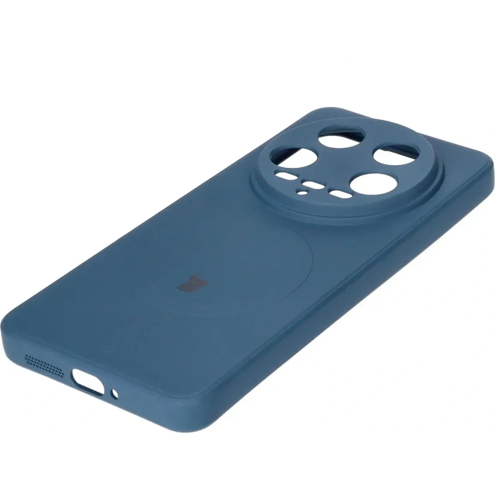 Etui Bizon Case Silicone Magnetic Sq do Xiaomi 14 Ultra granatowe