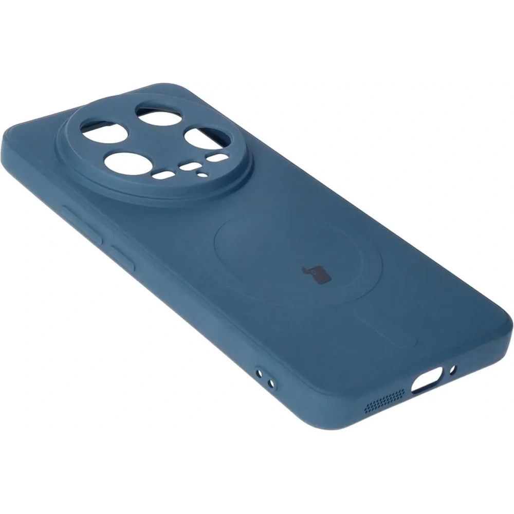 Etui Bizon Case Silicone Magnetic Sq do Xiaomi 14 Ultra granatowe