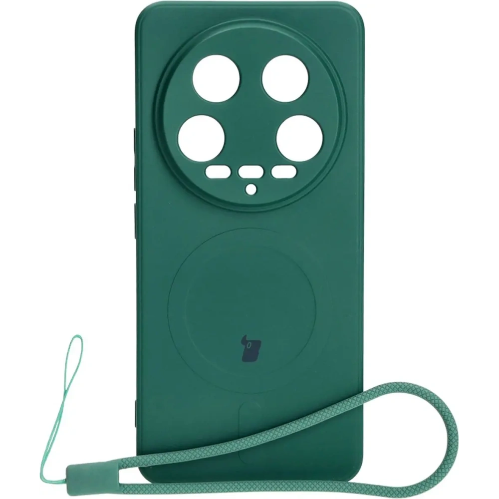 Etui Bizon Case Silicone Magnetic Sq do Xiaomi 14 Ultra ciemnozielone