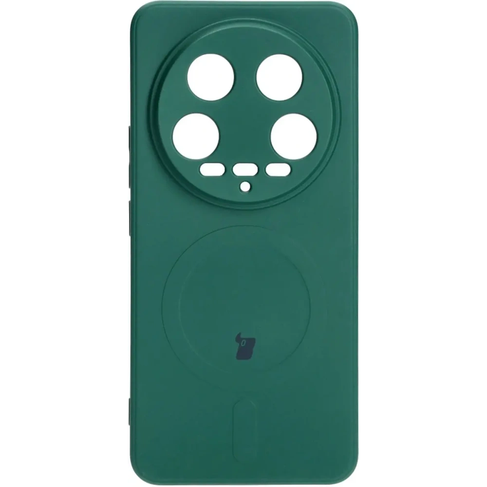 Etui Bizon Case Silicone Magnetic Sq do Xiaomi 14 Ultra ciemnozielone