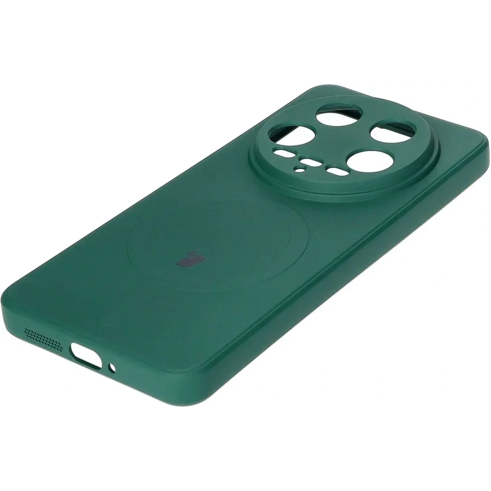 Etui Bizon Case Silicone Magnetic Sq do Xiaomi 14 Ultra ciemnozielone