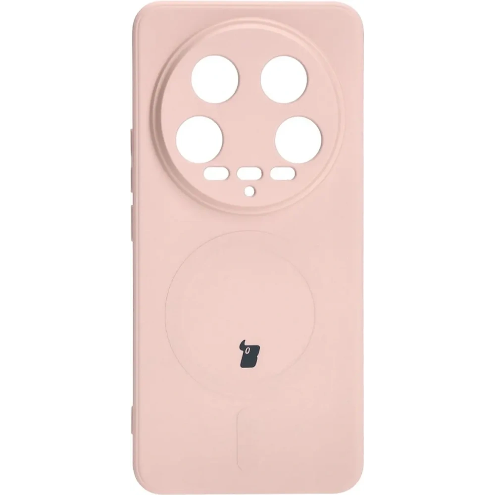 Etui Bizon Case Silicone Magnetic Sq do Xiaomi 14 Ultra jasnoróżowe