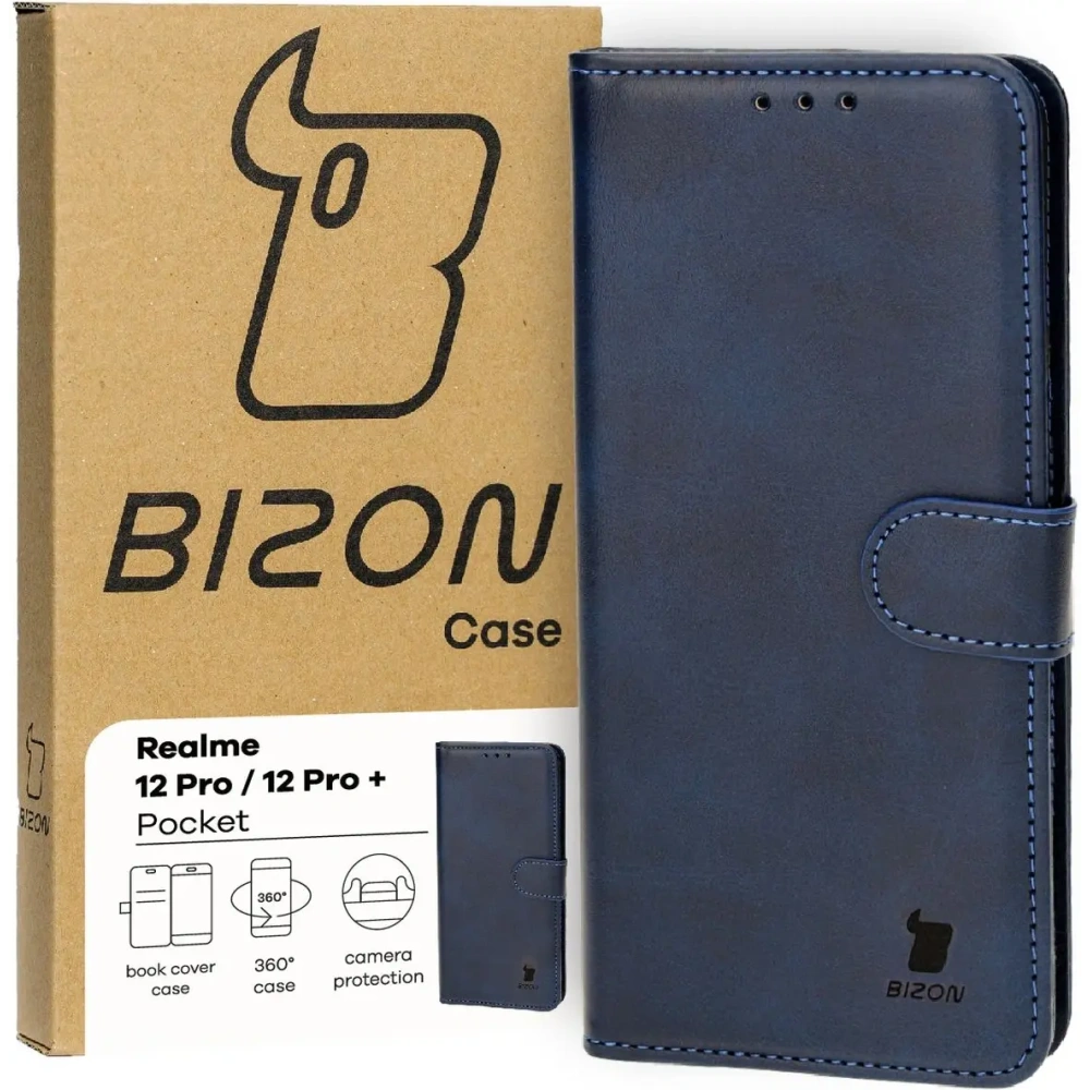 Etui z klapką Bizon Case Pocket do Realme 12 Pro / 12 Pro+ granatowe