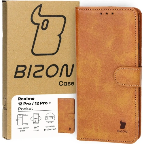 Kup Etui z klapką Bizon Case Pocket do Realme 12 Pro / 12 Pro+ brązowe - BIZ4941 - {ean13} - Sklep Home Screen