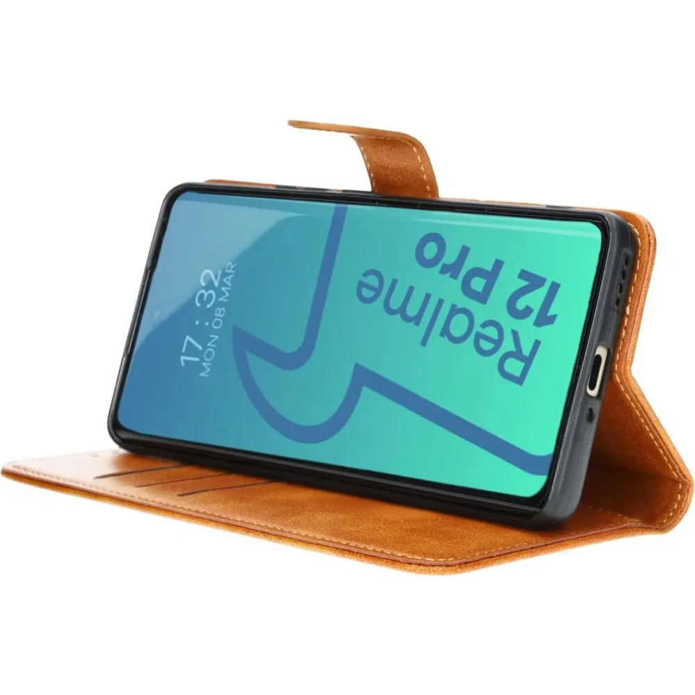 Etui z klapką Bizon Case Pocket do Realme 12 Pro / 12 Pro+ brązowe