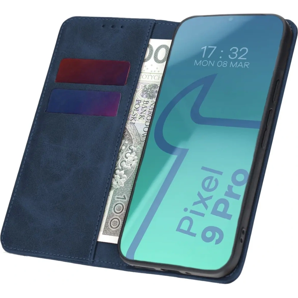 Etui z klapką Bizon Case Pocket Pro do Google Pixel 9 Pro XL granatowe