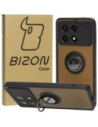 Etui s úchytem na prst Bizon Case Hybrid Ring pro Xiaomi Poco X6 Pro kouřové s černým rámečkem