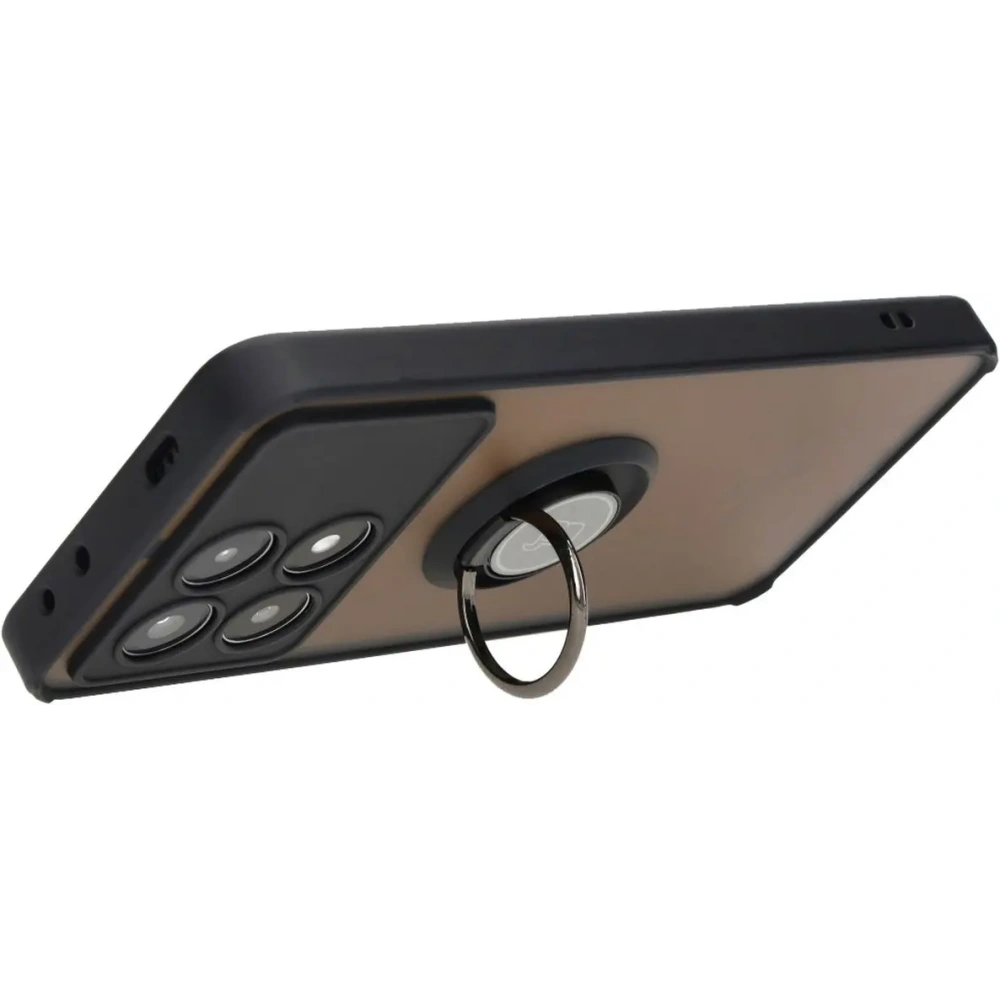 Etui z uchwytem na palec Bizon Case Hybrid Ring do Xiaomi Poco X6 Pro przydymione z czarną ramką