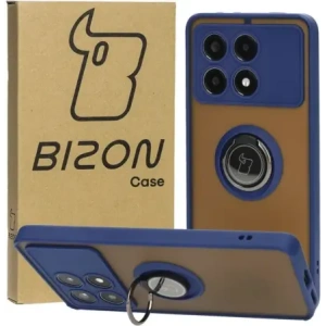 Kup Etui z uchwytem na palec Bizon Case Hybrid Ring do Xiaomi Poco X6 Pro przydymione z granatową ramką - BIZ4946 - {ean13} - Sklep Home Screen
