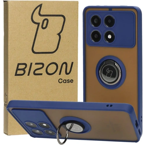 Buy Bizon Case Hybrid Ring Xiaomi Poco X6 Pro smoky with a navy blue frame - BIZ4946 - {ean13} - Home Screen Store Europe