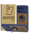 Bizon Case Hybrid Ring Xiaomi Poco X6 Pro fumuriu cu un cadru albastru închis