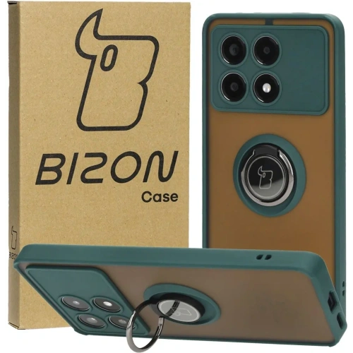 Buy Bizon Case Hybrid Ring Xiaomi Poco X6 Pro smoky with a dark green frame - BIZ4947 - {ean13} - Home Screen Store Europe