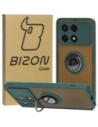 Etui s úchytem na prst Bizon Case Hybrid Ring do Xiaomi Poco X6 Pro kouřové s tmavě zeleným rámem