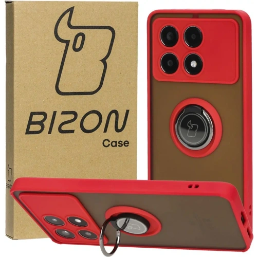 Buy Bizon Case Hybrid Ring Xiaomi Poco X6 Pro smoky with a red frame - BIZ5519 - {ean13} - Home Screen Store Europe