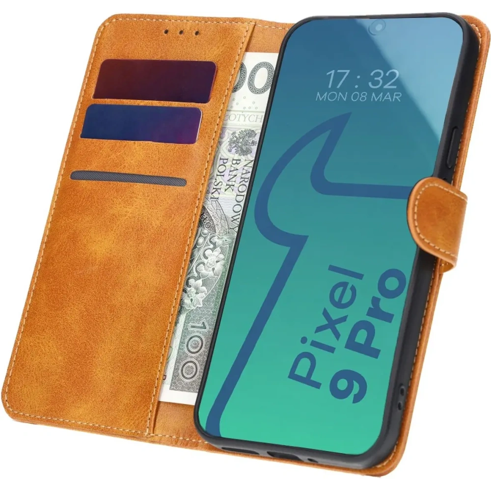 Etui Bizon Case Pocket do Google Pixel 9 Pro XL brązowe