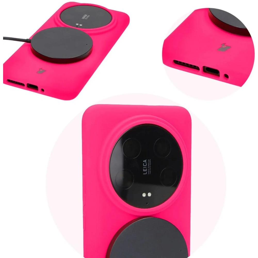 Etui silikonowe Bizon Soft Case do Xiaomi 14 Ultra neonowo-różowe