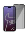 Prywatyzující tvrzené sklo Bizon Glass Edge Shadow pro Apple iPhone 15 Plus z černým rámečkem.
