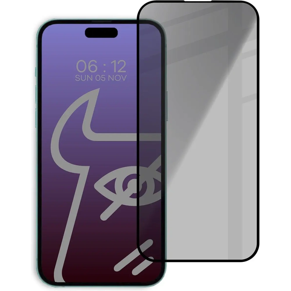 Prywatyzujące szkło hartowane Bizon Glass Edge Shadow do Apple iPhone 15 Pro przyciemniane z czarną ramką