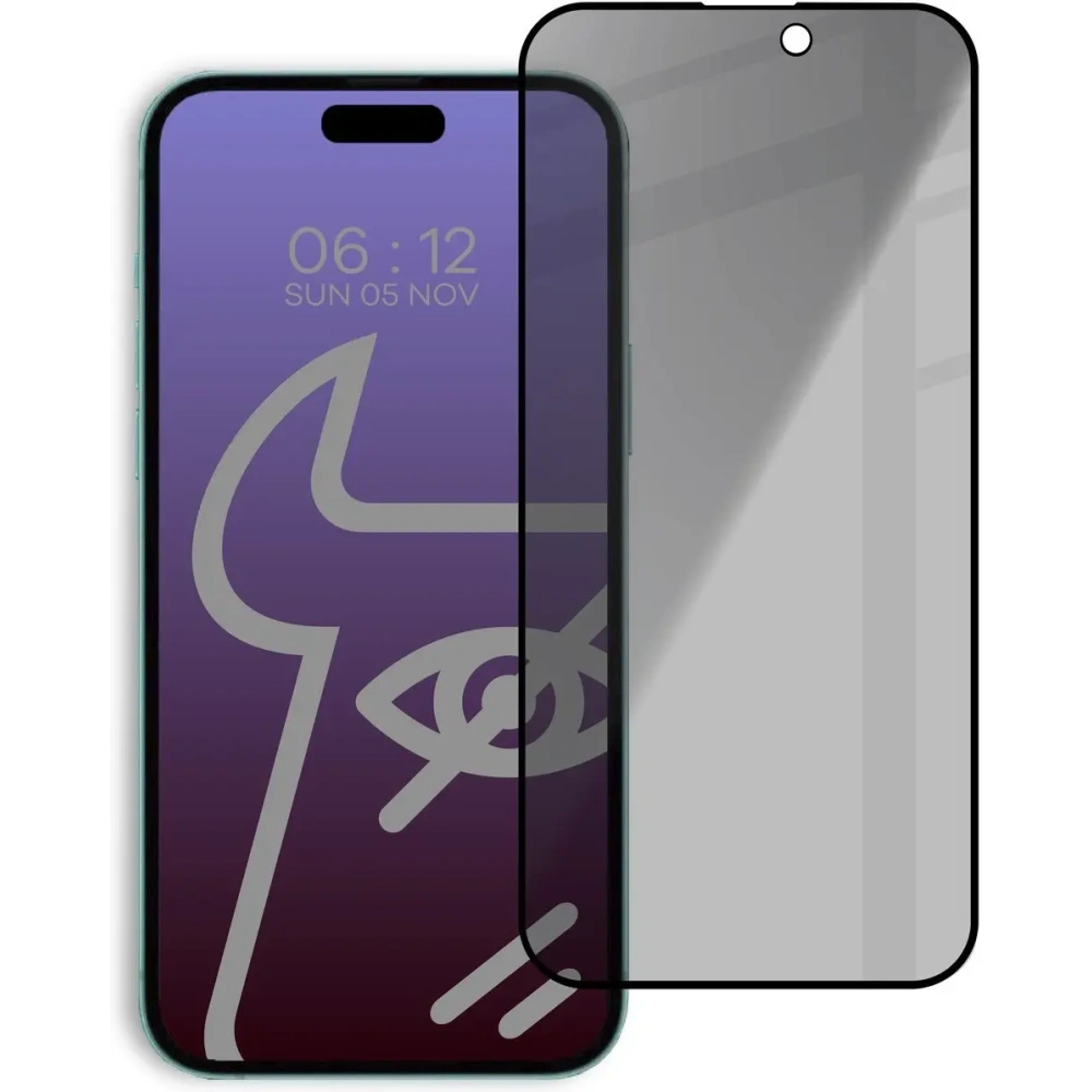 Prywatyzujące szkło hartowane Bizon Glass Edge Shadow do Apple iPhone 15 Pro Max przyciemniane z czarną ramką